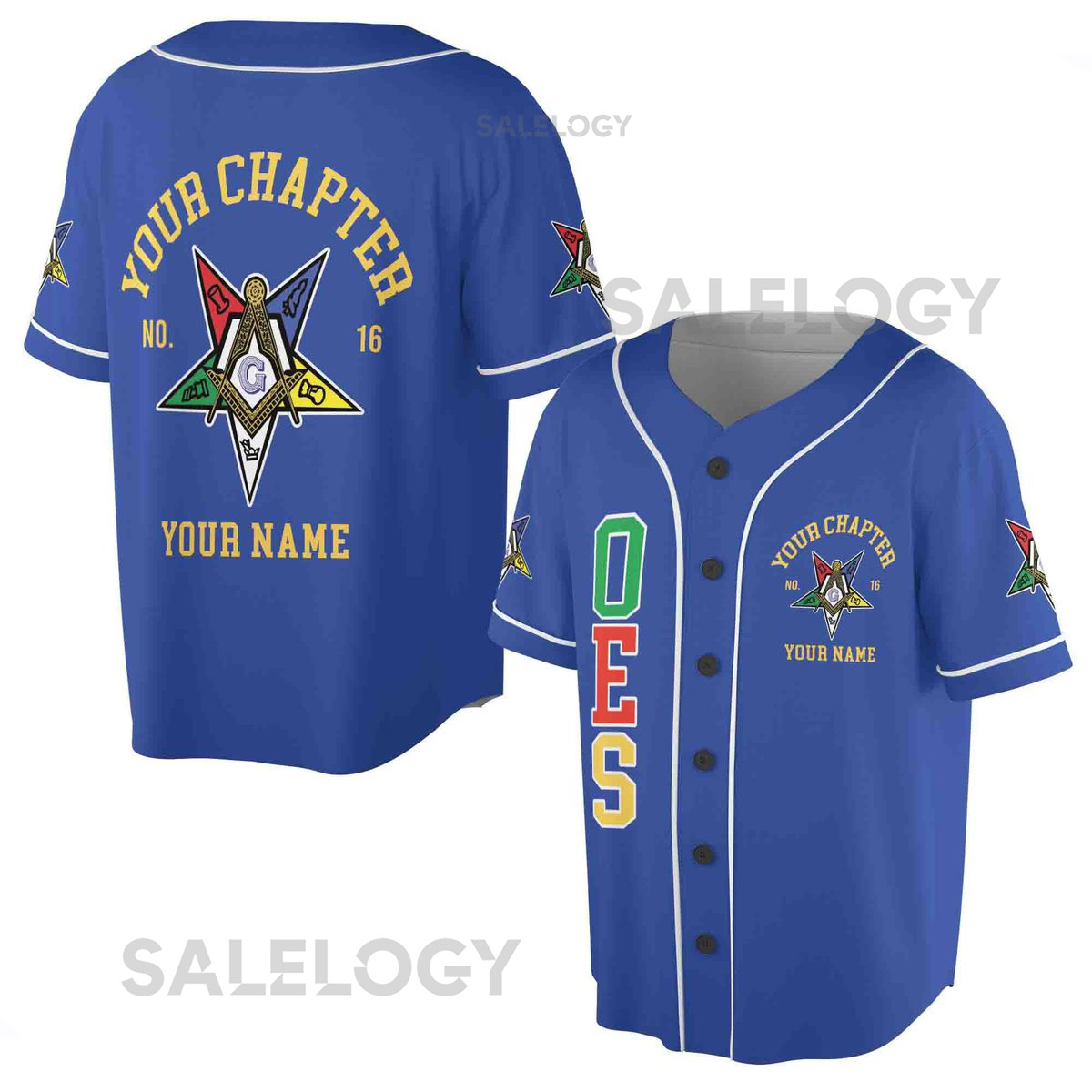Order Of The Eastern Star OES Past Patrons Emblem Masonic Square Compass Baseball Jersey S-5XL_84