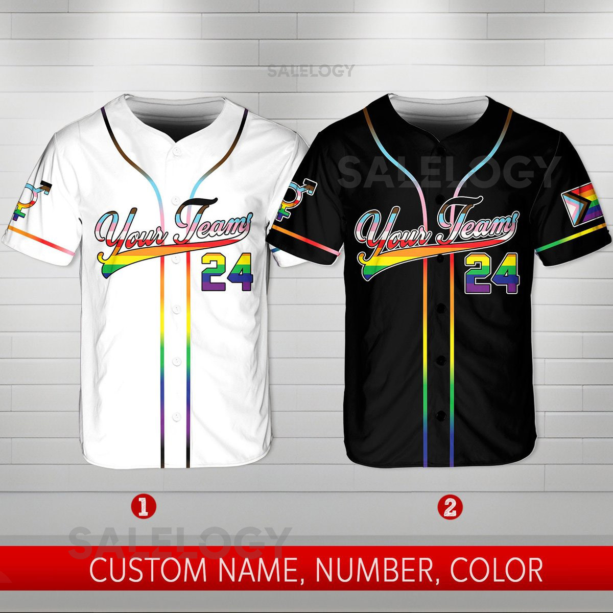 Personalized LGBTQ Team Name And Number Baseball Jersey Custom LGBT Pride Month Baseball Jersey Shirt Rainbow Baseball Jersey_188
