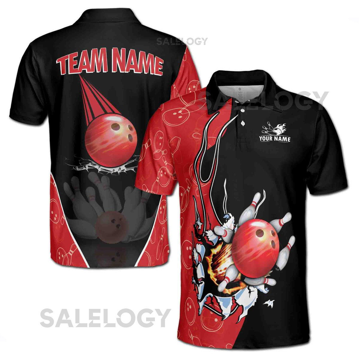 Custom Name Team Name Bowling Ball Men39s Polo Shirt S-5XL_191