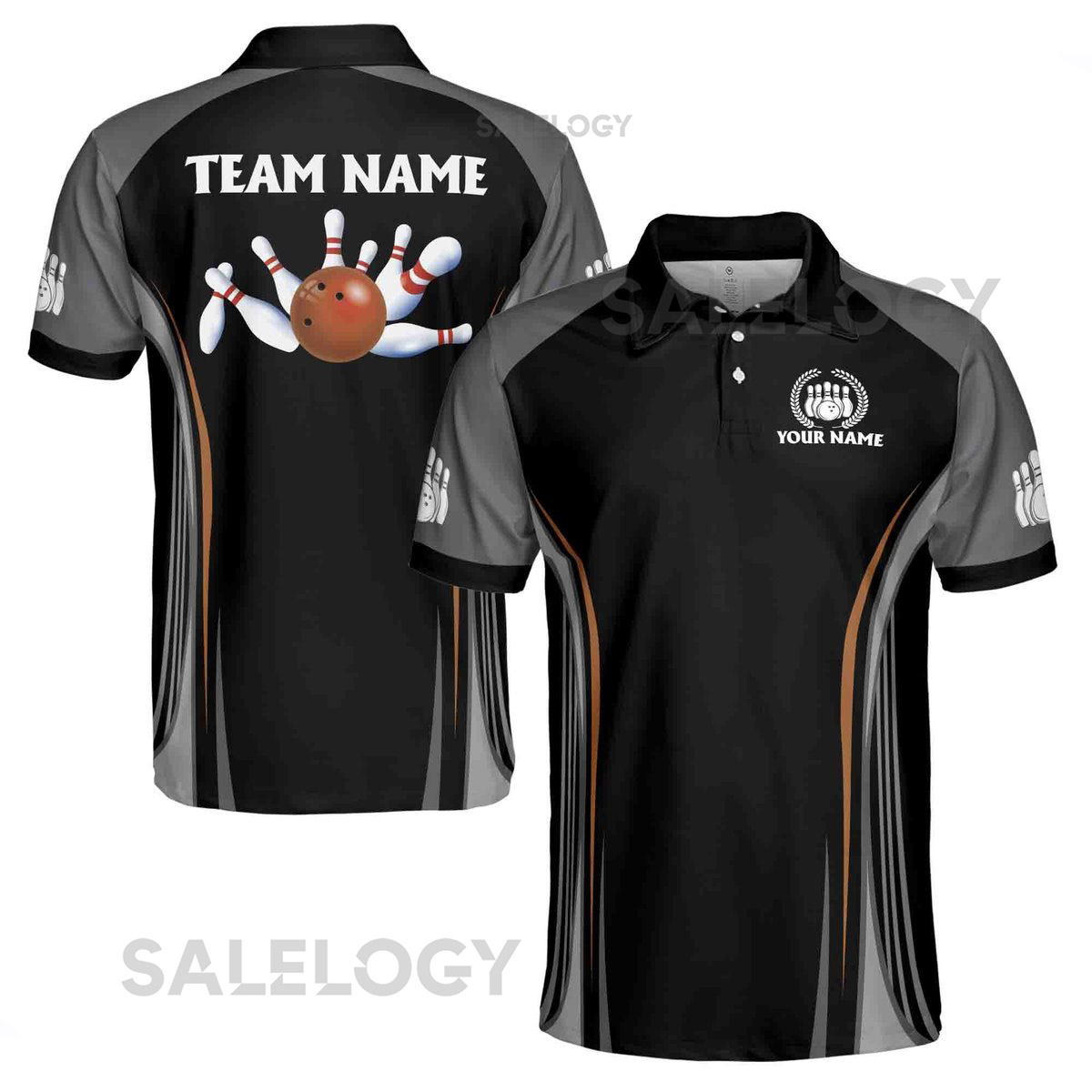Custom Name Team Name Bowling Ball Men39s Polo Shirt S-5XL_192