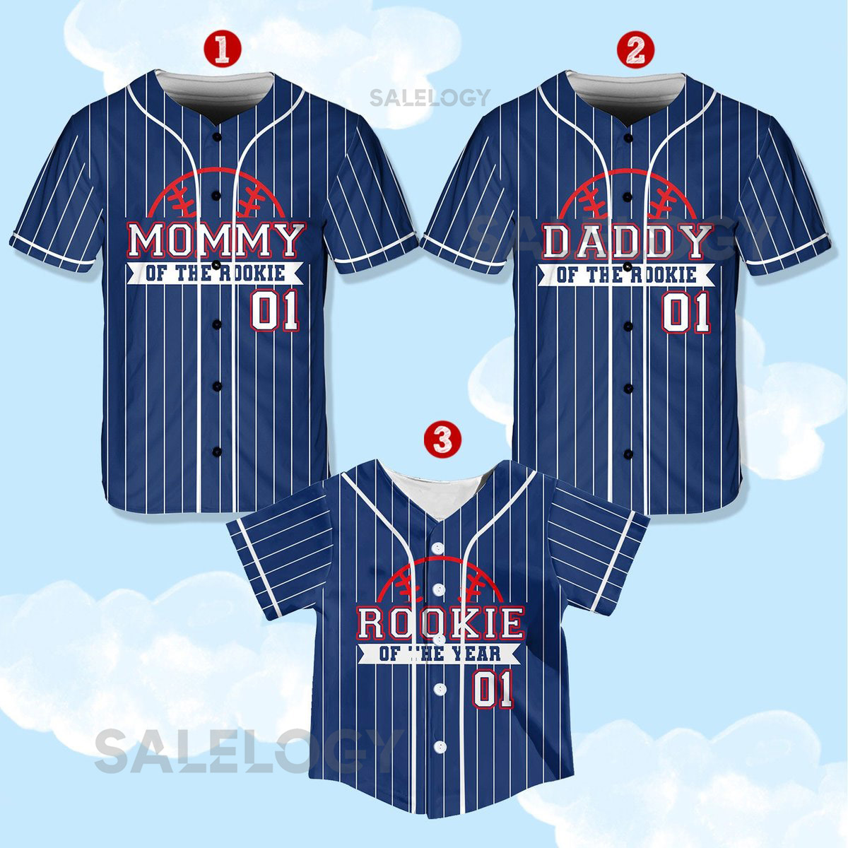 Personalized Mommy Daddy Of the Rookie Baseball Jersey Custom Name Number Shirt Rookie Of The Year Jersey Family Matching Outfits_272