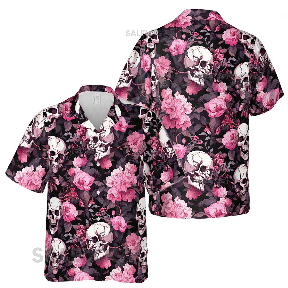 Colorful Ghostly Skull Flower Pattern Hawaiian Shirt S-5XL_7