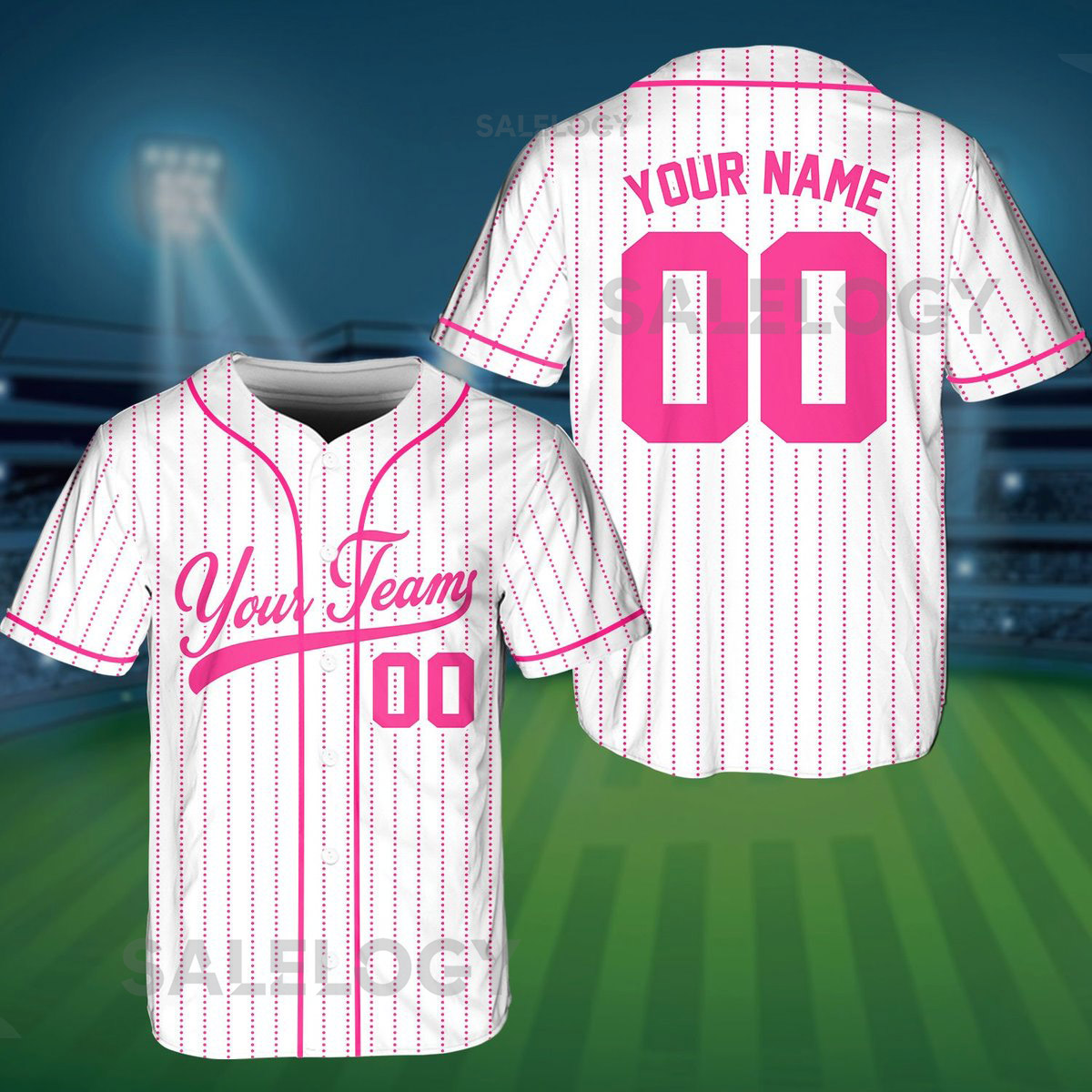 Personalized Team Name And Number Pinstripe Baseball Jersey Custom Stripe Line Color Baseball Jersey Baseball Jersey Uniform_635