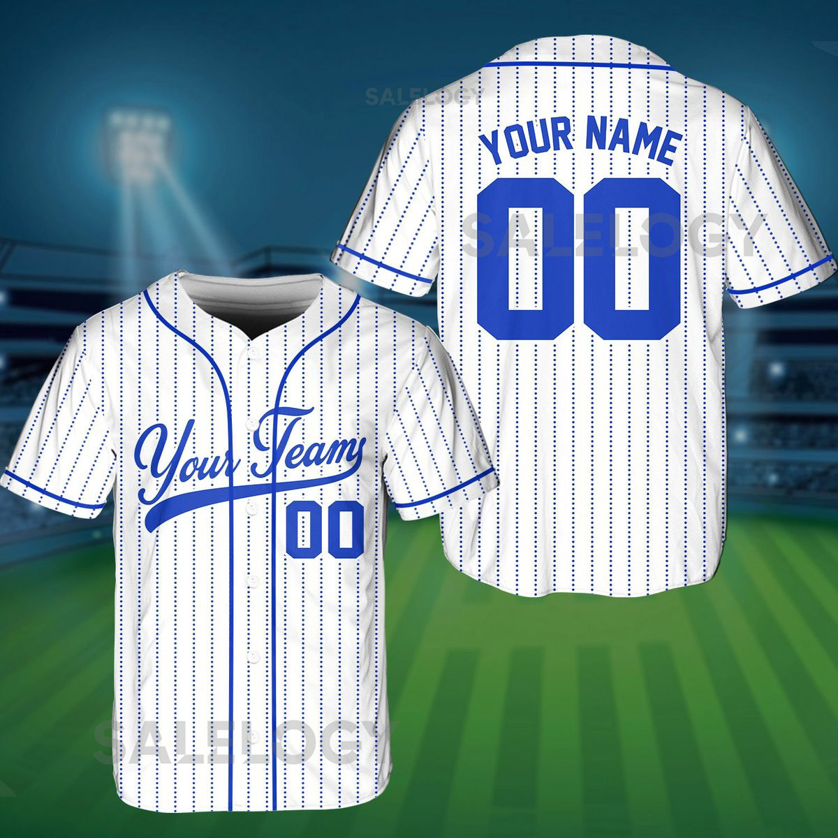Personalized Team Name And Number Pinstripe Baseball Jersey Custom Stripe Line Color Baseball Jersey Baseball Jersey Uniform_637