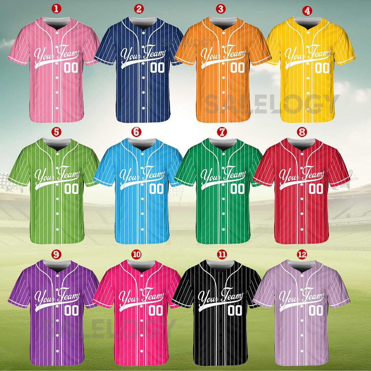 Personalized Team Name And Number Pinstripe Baseball Jersey Custom Stripe Line Color Baseball Jersey Baseball Jersey Uniform Baseball Fans_605