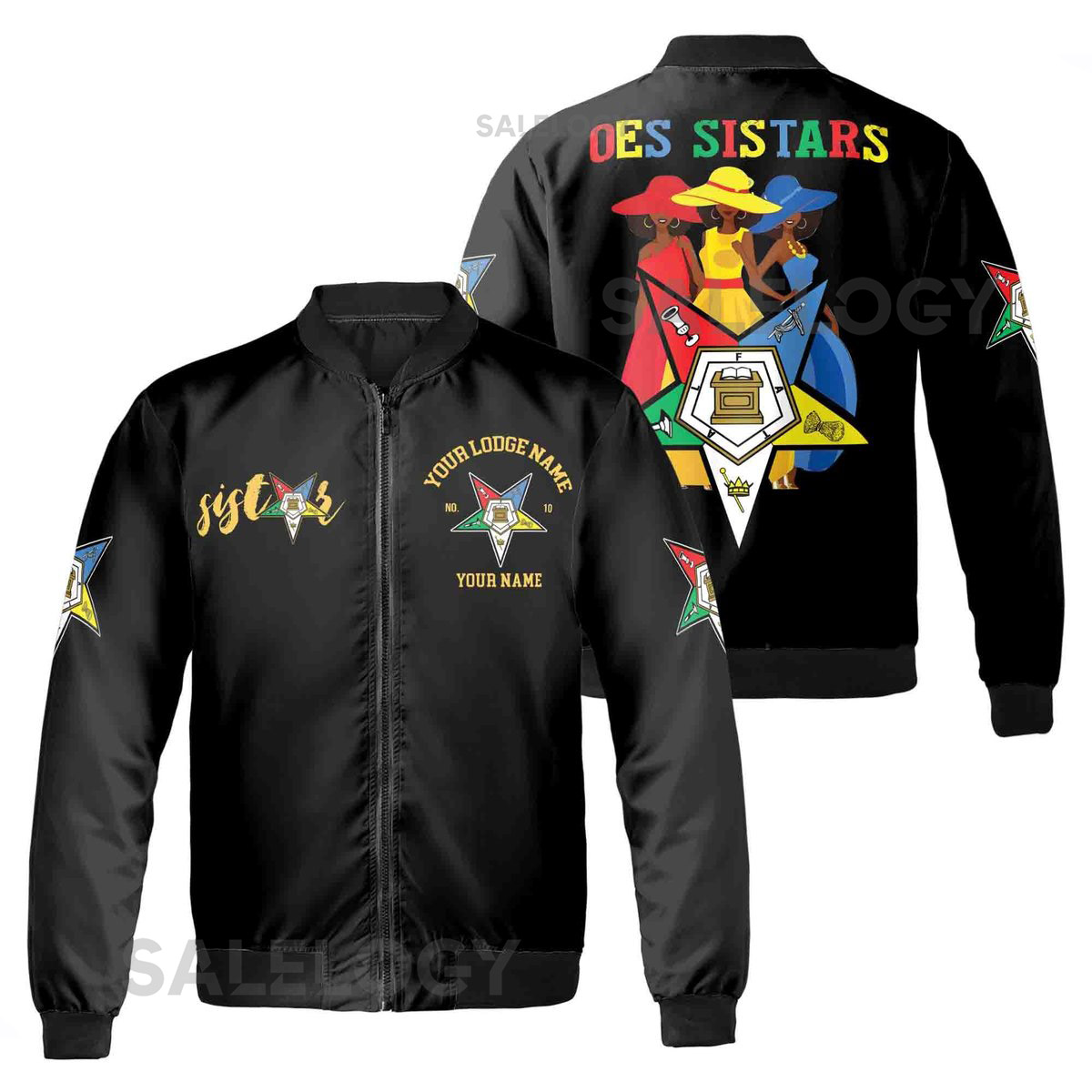 Custom Name Chapter Name OES Order Of The Eastern Star Unisex Bomber Jacket S-5XL_9