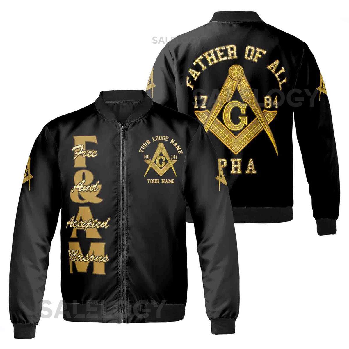 Customize Name F. A.M. Father of All PHA Freemasonry Masonic Bomber Jacket_49