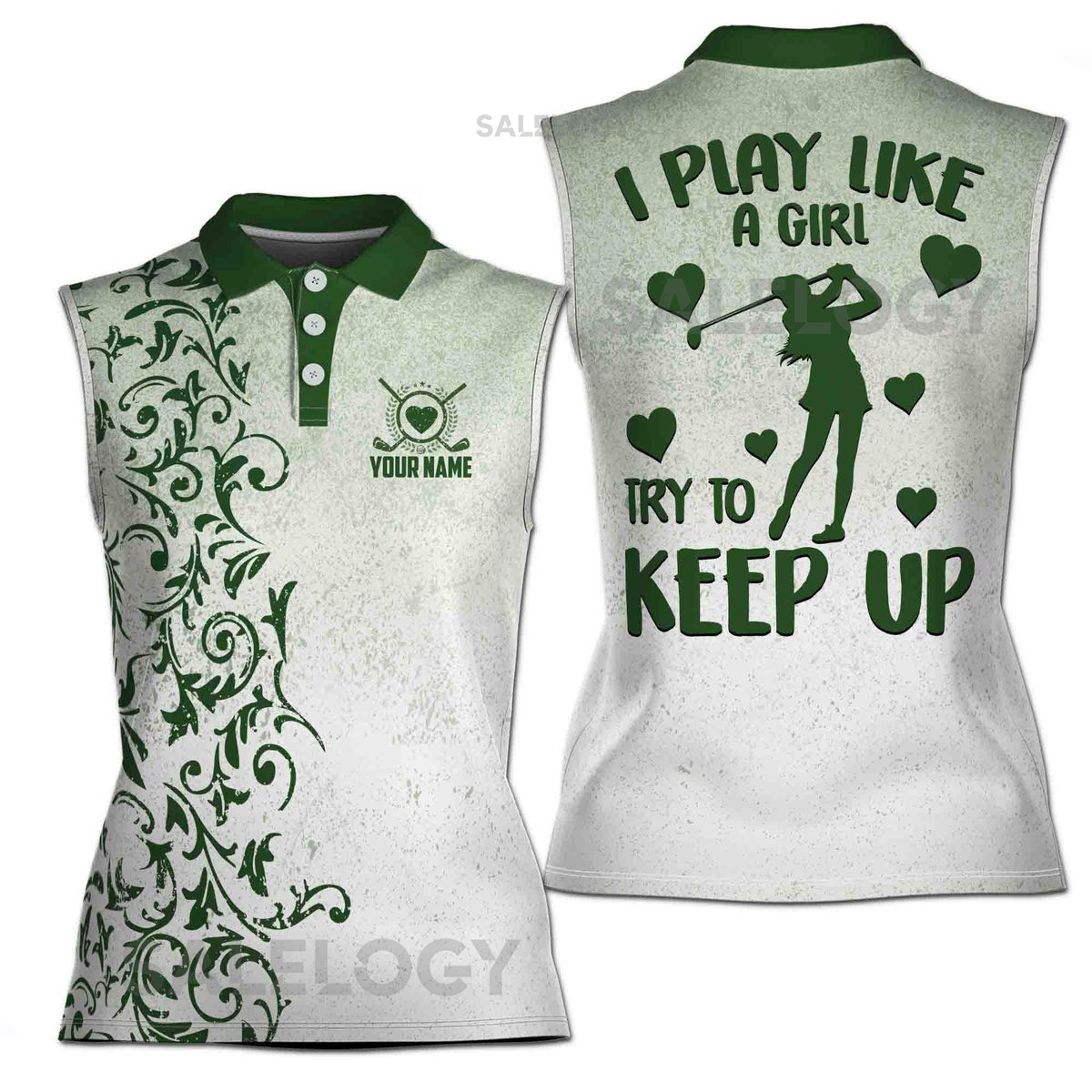 Custom Name Golf Lover I Play Like A Girl Women Sleeveless Polo XS-4XL_99