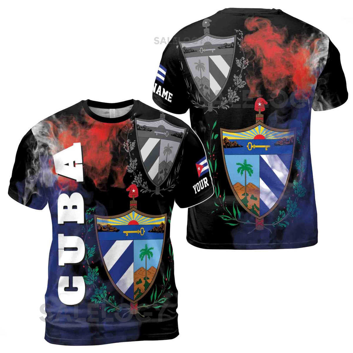 Custom Name Cuba Flag Coat of Arms Cuban Pride 3D T-Shirt S-5XL_33
