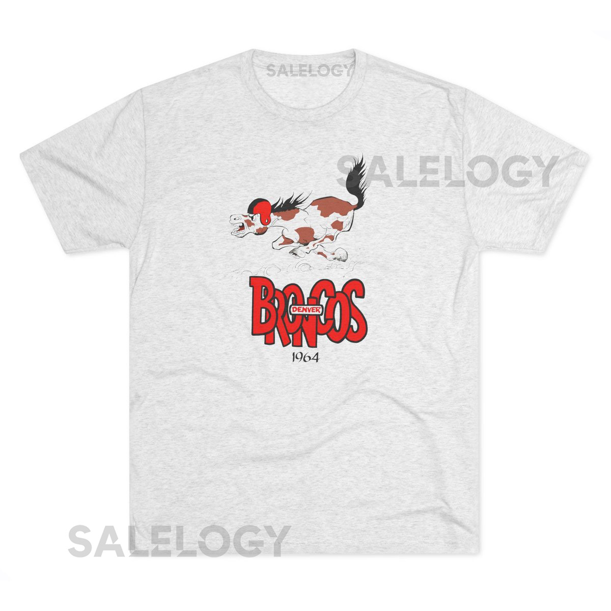 1964 Vintage Denver Broncos Football - Tri-Blend Crew Tee_1