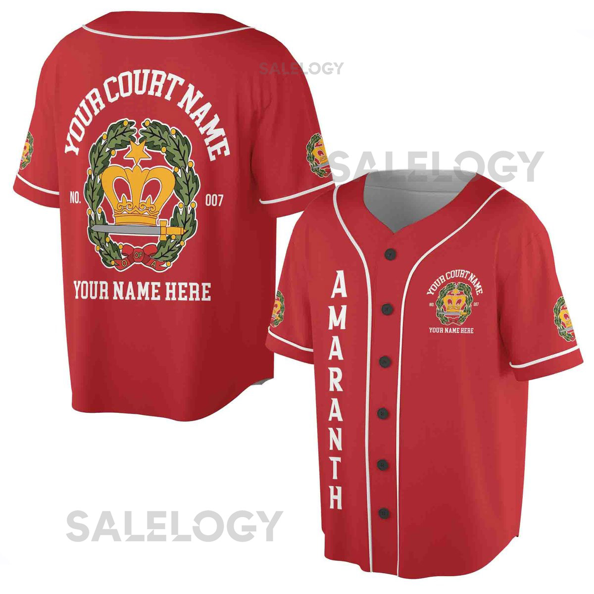 Custom Name Court Order of the Amaranth Emblem OES Unisex Baseball Jersey S-5XL_13