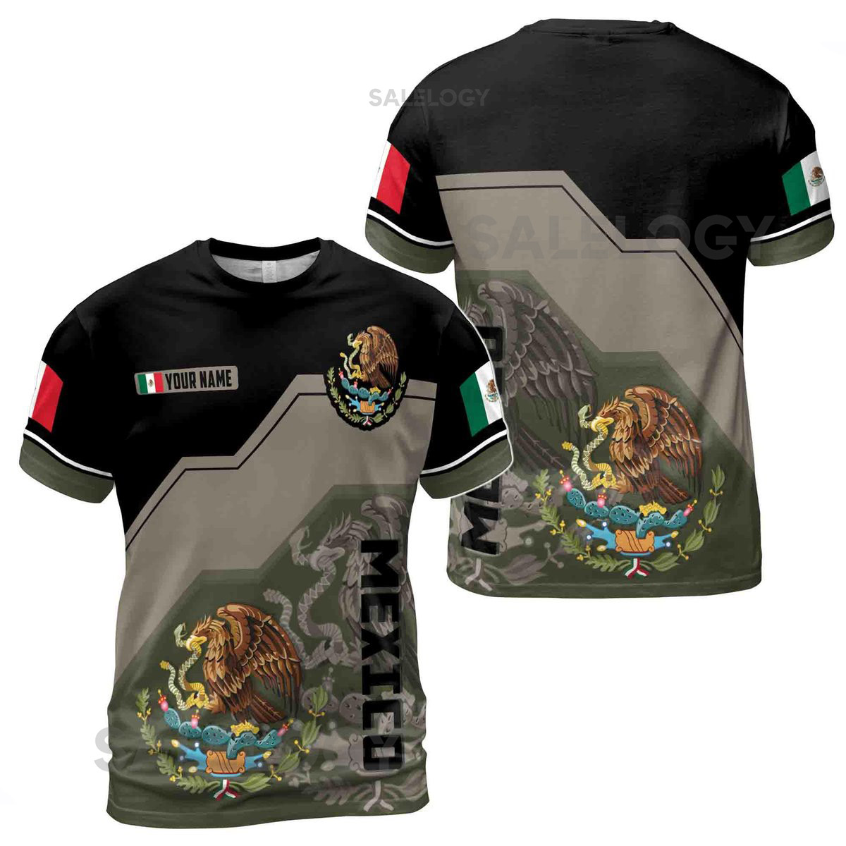 Customize Name Coat Of Arms Mexican Pride Patriotic 3D T-Shirt S-5XL_126