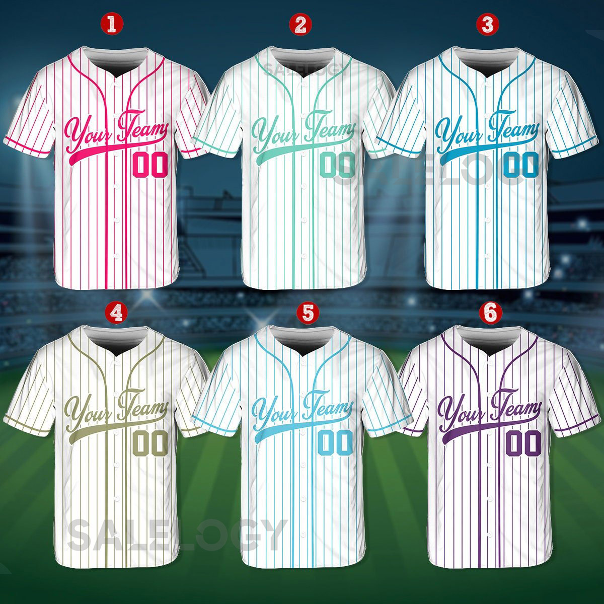Personalized Team Name And Number Pinstripe Baseball Jersey Custom Stripe Line Color Baseball Jersey Baseball Jersey Uniform Baseball Fans_606