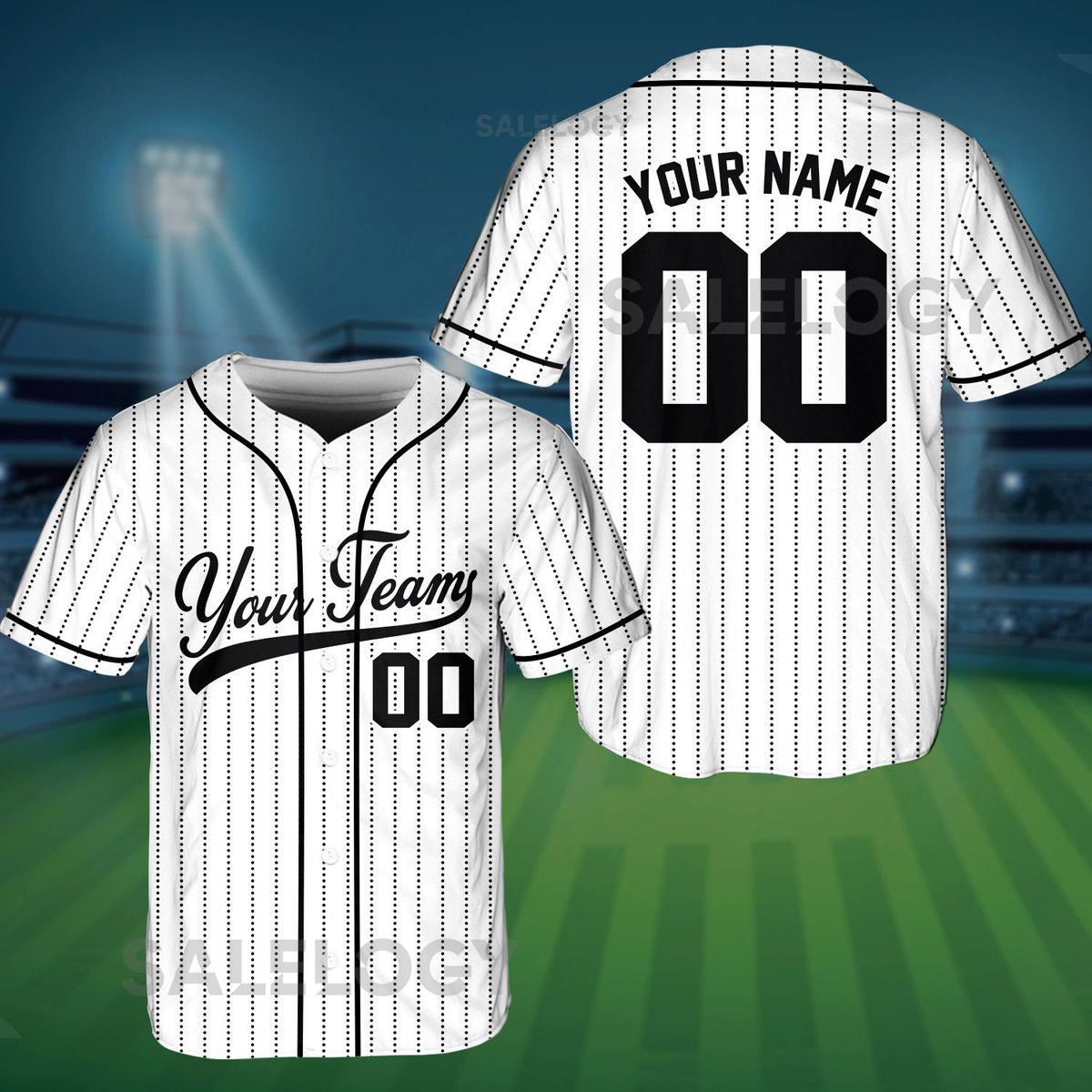 Personalized Team Name And Number Pinstripe Baseball Jersey Custom Stripe Line Color Baseball Jersey Baseball Jersey Uniform_640