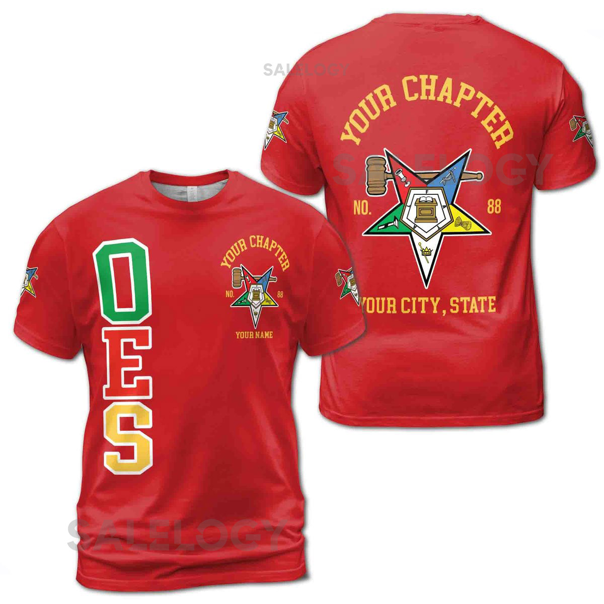 Custom Name Order of the Eastern Star Past Matron OES Gavel 3D T-Shirt S-5XL_76