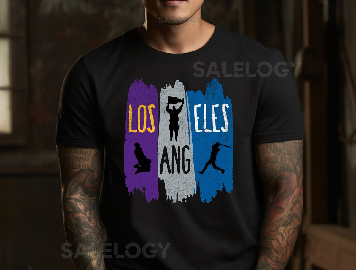 Los Angeles California Sports Love Athletic Fitted Shirt T-shirt Tee Lakers Kings Dodgers_272