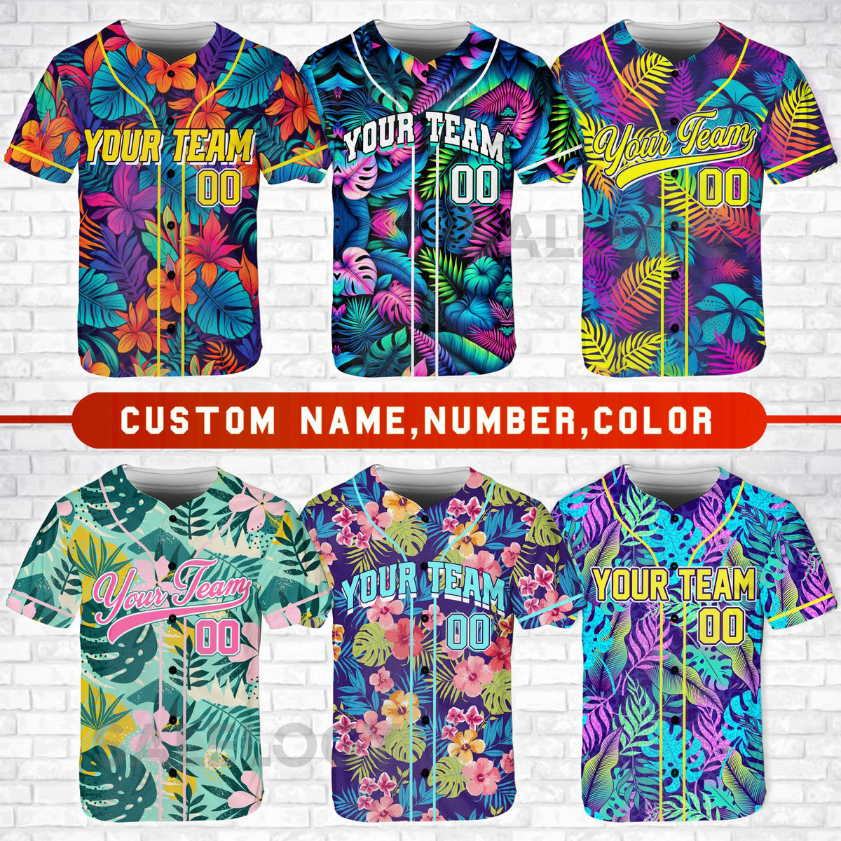 Personalized Team Name And Number Baseball Jersey Custom Tropical Baseball Jersey Baseball Jersey Uniform For Baseball Fans Baseball Lover_550