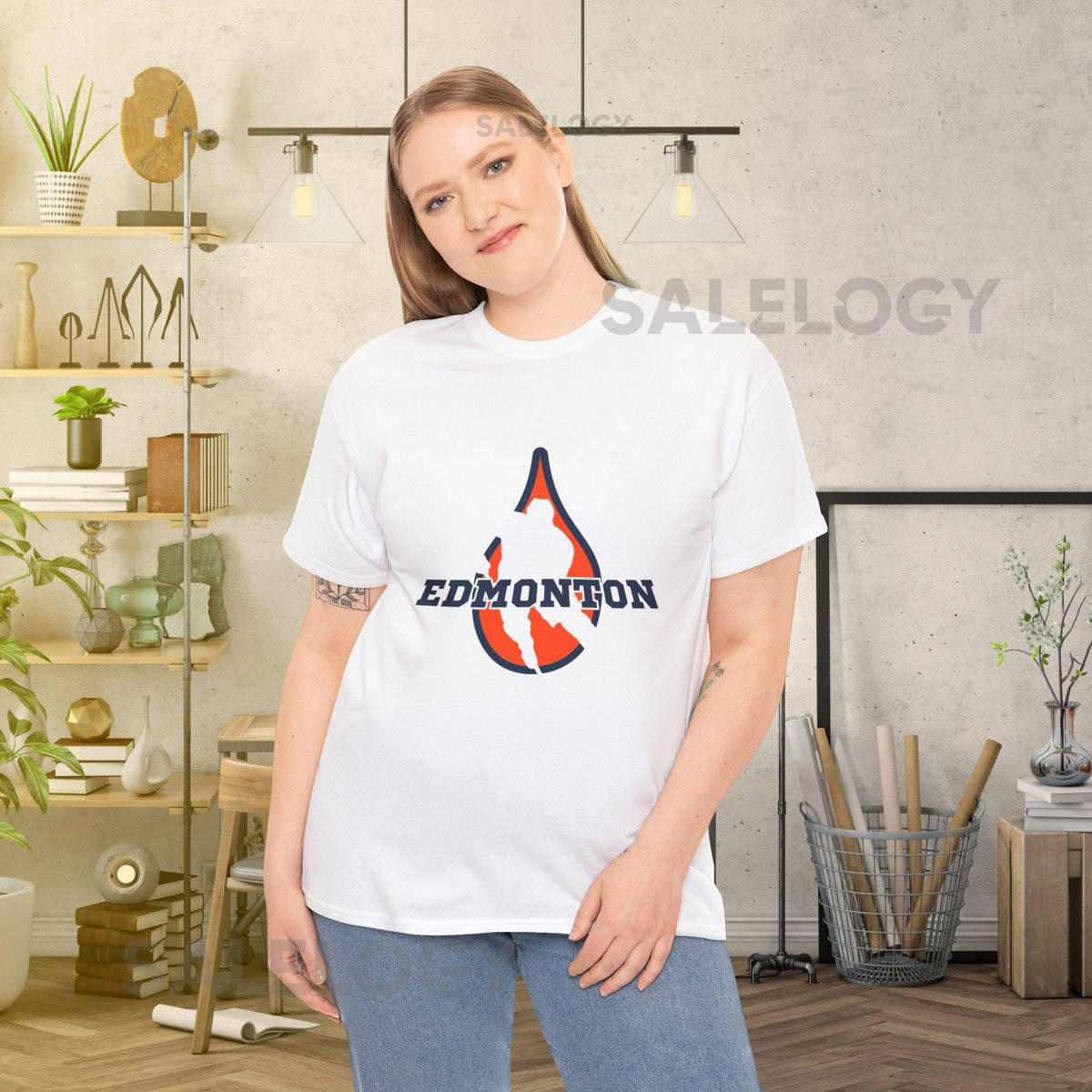 Edmonton Oilers Hockey Logo Unisex Heavy Cotton Tee_138