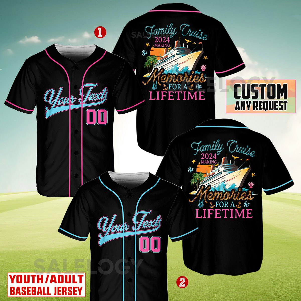 Personalized Family Cruise Baseball Jersey Custom Name Number Family Matching Baseball JerseyFamily Cruise 2024 JerseyCruise Squad Jersey_87