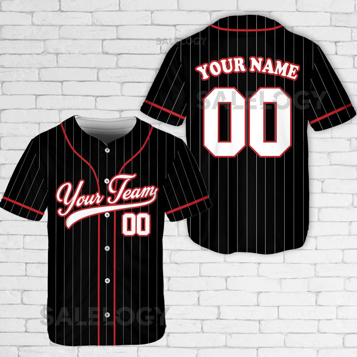 Personalized Team Name And Number Pinstripe Baseball Jersey Custom Stripe Line Color Baseball Jersey Baseball Jersey Uniform Baseball Fans_611