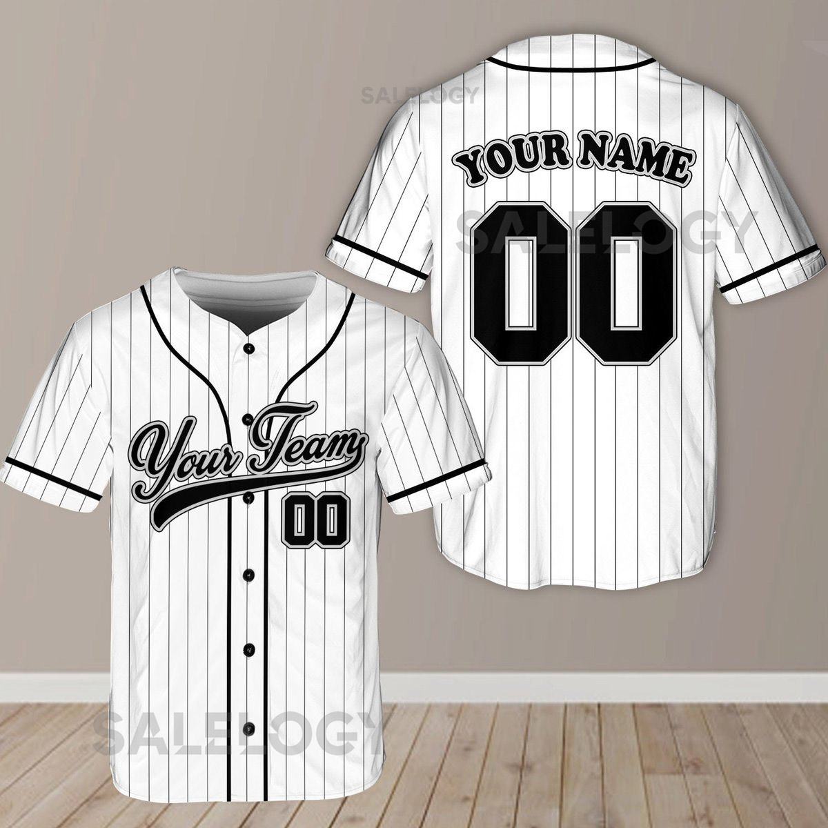Personalized Team Name And Number Pinstripe Baseball Jersey Custom Stripe Line Color Baseball Jersey Baseball Jersey Uniform Baseball Fans_612