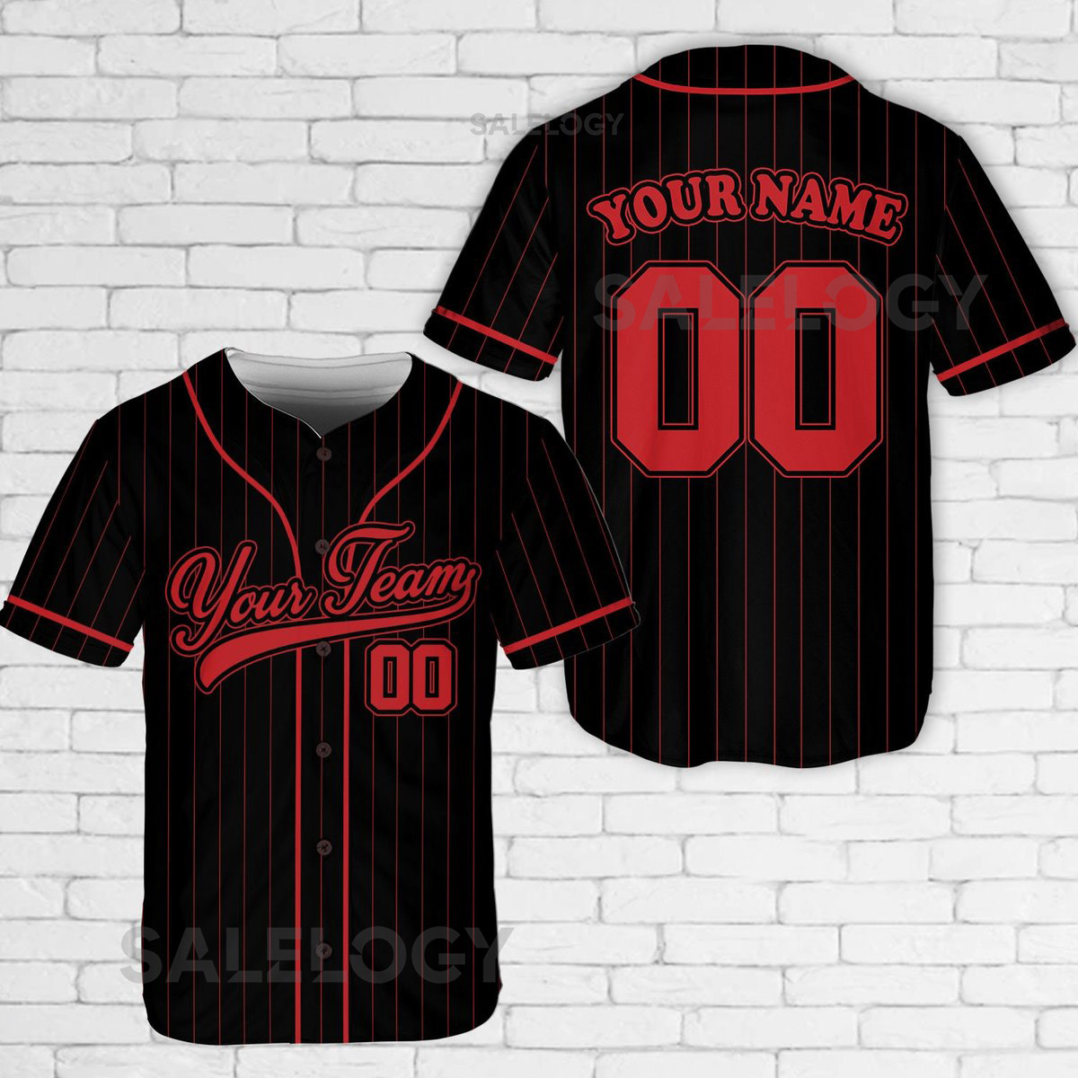 Personalized Team Name And Number Pinstripe Baseball Jersey Custom Stripe Line Color Baseball Jersey Baseball Jersey Uniform Baseball Fans_613