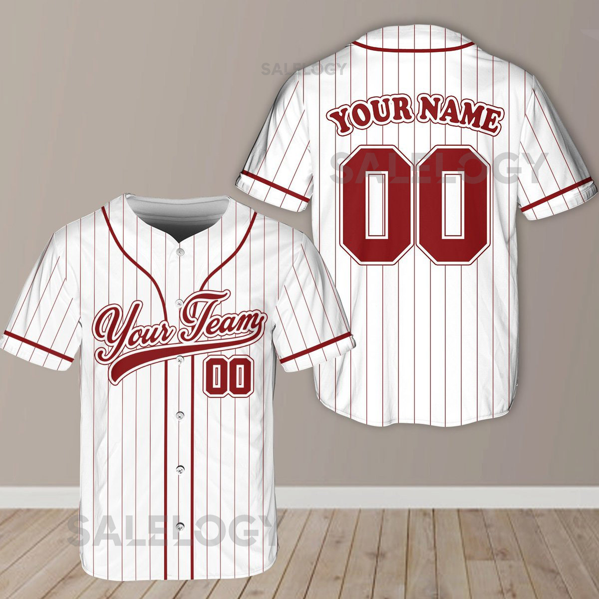 Personalized Team Name And Number Pinstripe Baseball Jersey Custom Stripe Line Color Baseball Jersey Baseball Jersey Uniform Baseball Fans_614
