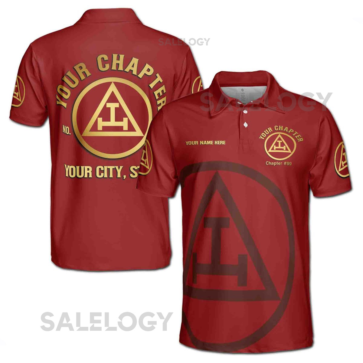 Custom Name Royal Arch Masonry York Rite Freemasonry Masonic Men39s Polo Shirt S-5XL_168