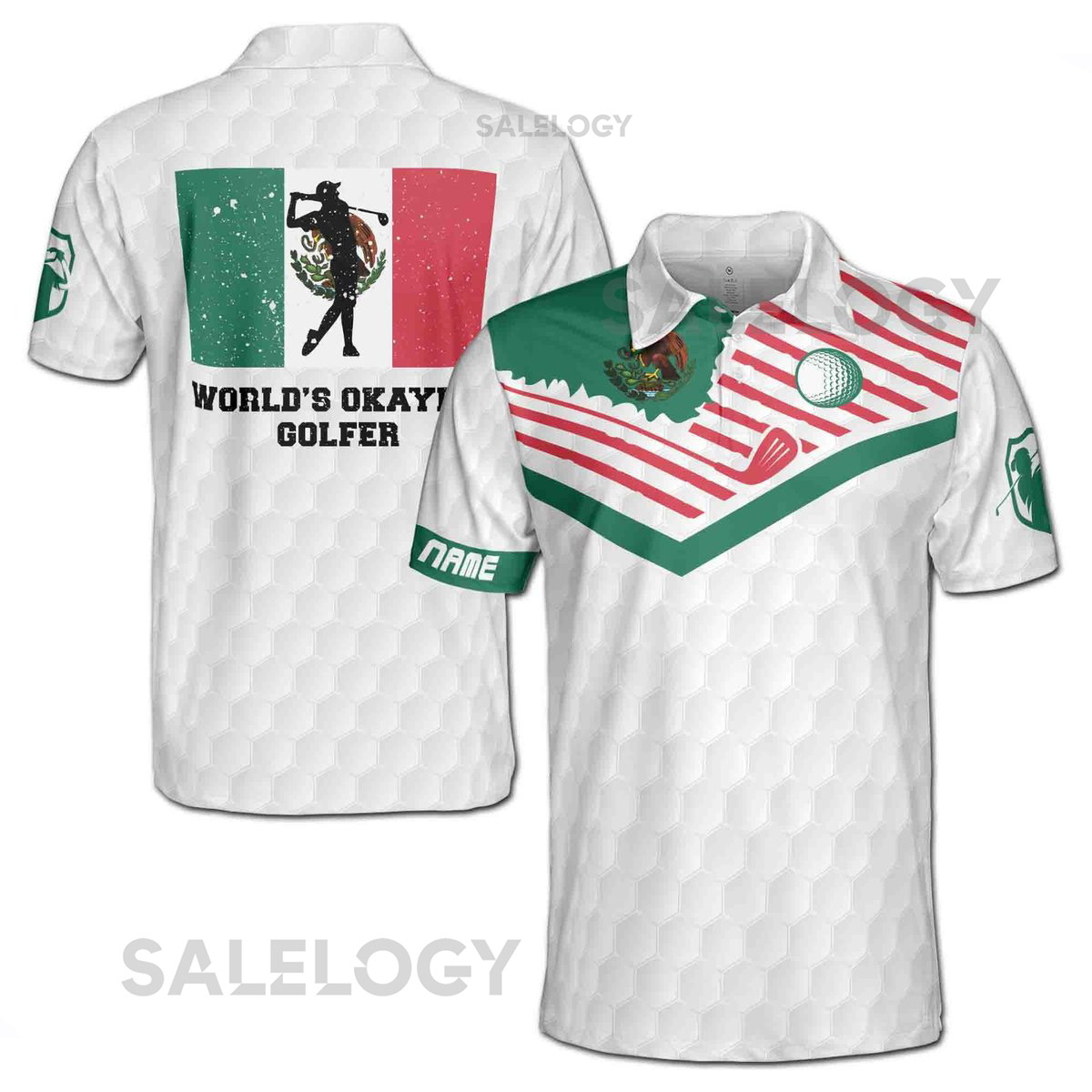 Mexico Flag World's Okayest Golfer Custom Men's Polo Shirt S-5XL_521