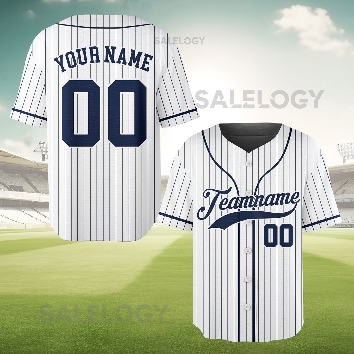 Personalized Team Name And Number Pinstripe Baseball Jersey Custom Stripe Line Color Baseball Jersey Baseball Jersey Uniform Baseball Fans_615