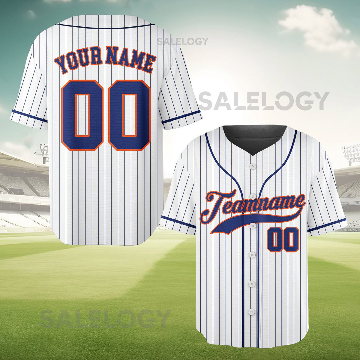 Personalized Team Name And Number Pinstripe Baseball Jersey Custom Stripe Line Color Baseball Jersey Baseball Jersey Uniform Baseball Fans_616