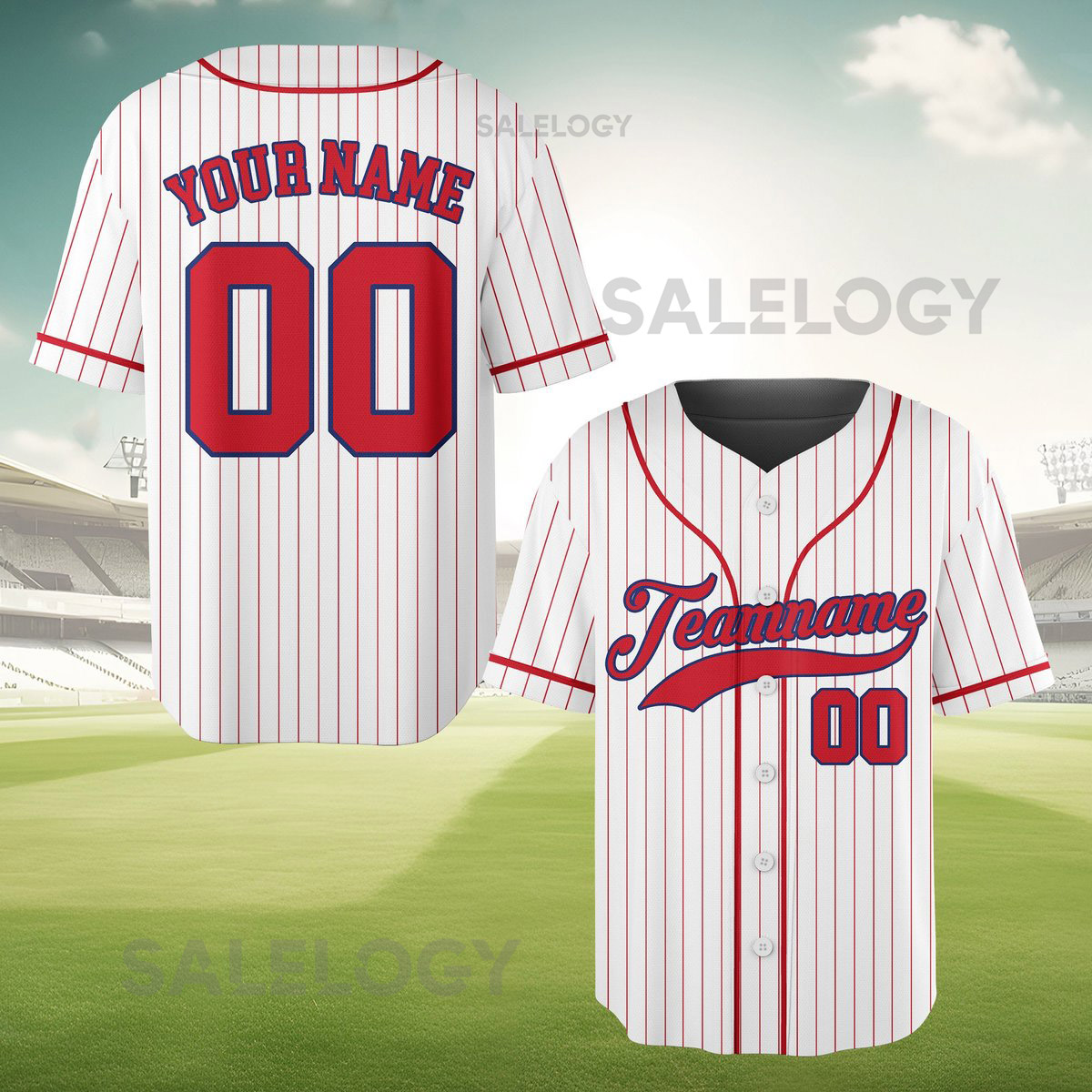 Personalized Team Name And Number Pinstripe Baseball Jersey Custom Stripe Line Color Baseball Jersey Baseball Jersey Uniform Baseball Fans_617