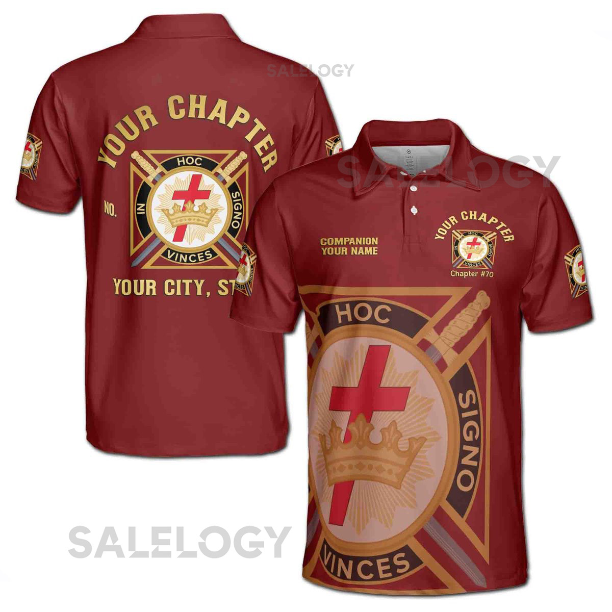 Customize Name Chapter Masonic Knights Templar Freemasonry Men39s Polo Shirt S-5XL_262