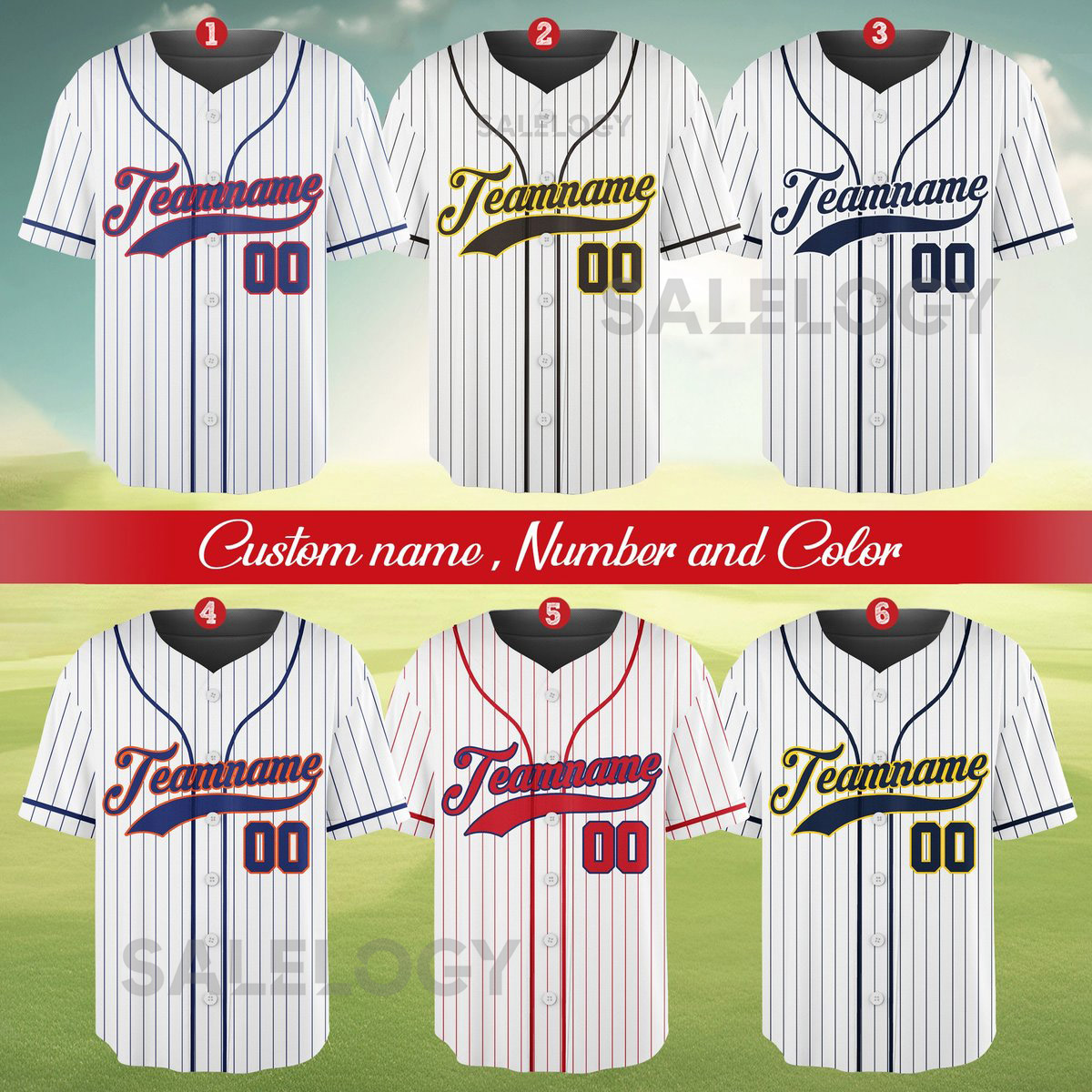 Personalized Team Name And Number Pinstripe Baseball Jersey Custom Stripe Line Color Baseball Jersey Baseball Jersey Uniform Baseball Fans_619