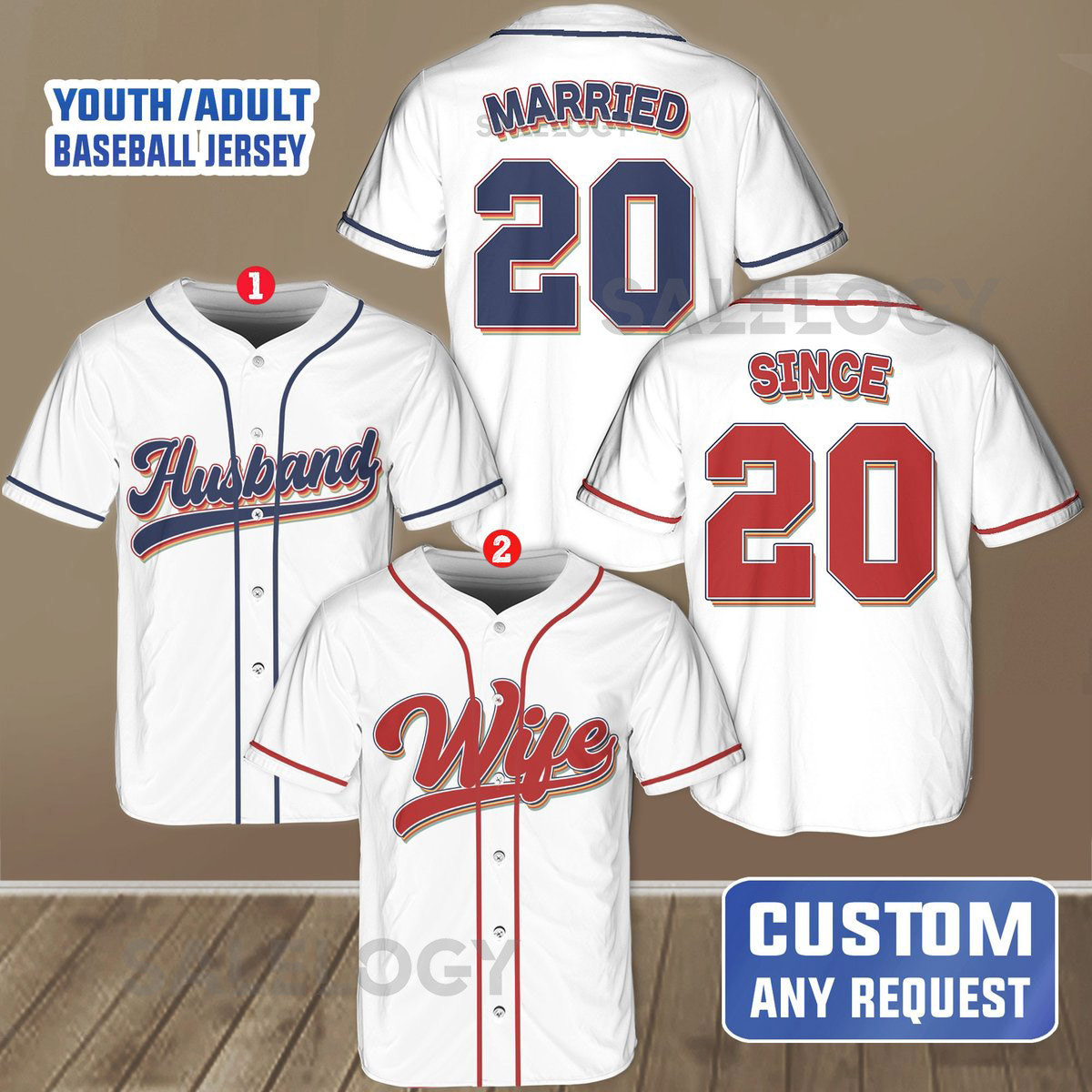 Personalized Wife Husband Baseball Jersey Custom Matching Couple Jersey Baseball Jersey For Anniversary Wedding Valentine Christmas_730