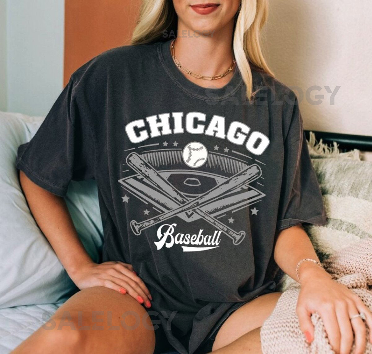 Chicago Baseball Comfort Color Vintage Unisex Tshirt Chicago Baseball Gameday Retro 90s Style Shirt Chicago Sports Shirt For Her For Him_164