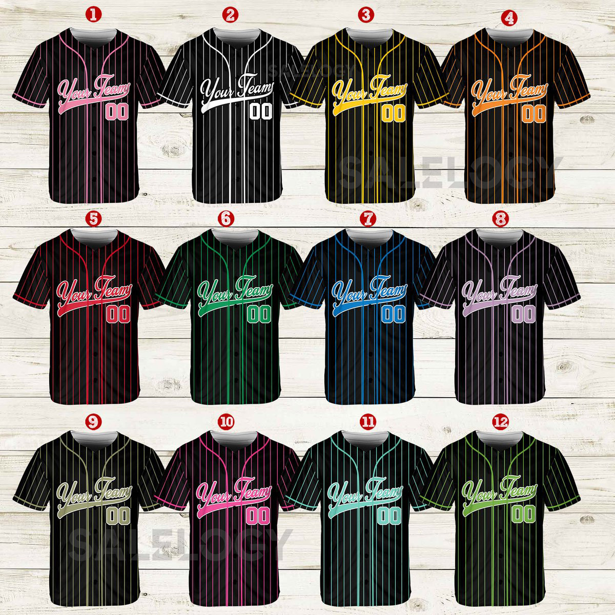 Personalized Team Name And Number Pinstripe Baseball Jersey Custom Stripe Line Color Baseball Jersey Baseball Jersey Uniform Baseball Fans_620
