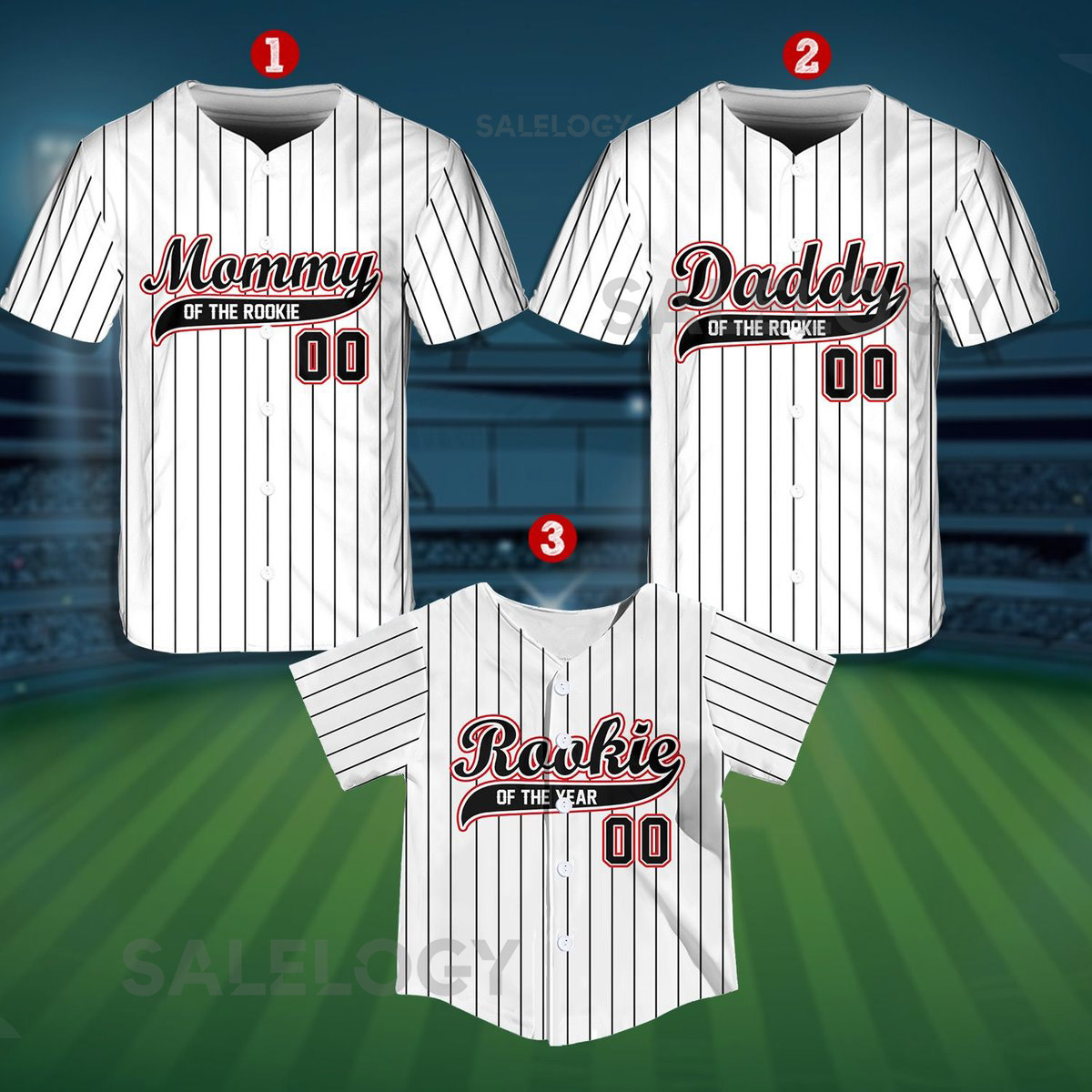 Personalized Mommy Daddy Of the Rookie Baseball Jersey Custom Name Number Shirt Rookie Of The Year Jersey Family Matching Outfits_275