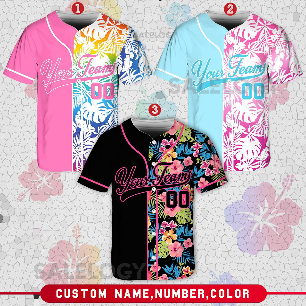 Personalized Team Name And Number Baseball Jersey Custom Tropical Baseball Jersey Baseball Jersey Uniform For Baseball Fans Baseball Lover_551