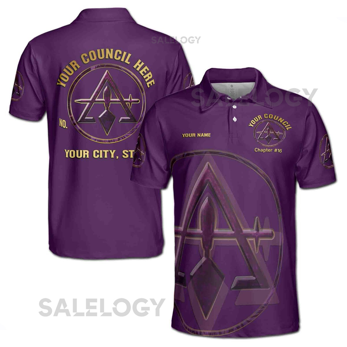 Custom Name Court York Rite Marble Purple Logo Men39s Polo Shirt S-5XL_65