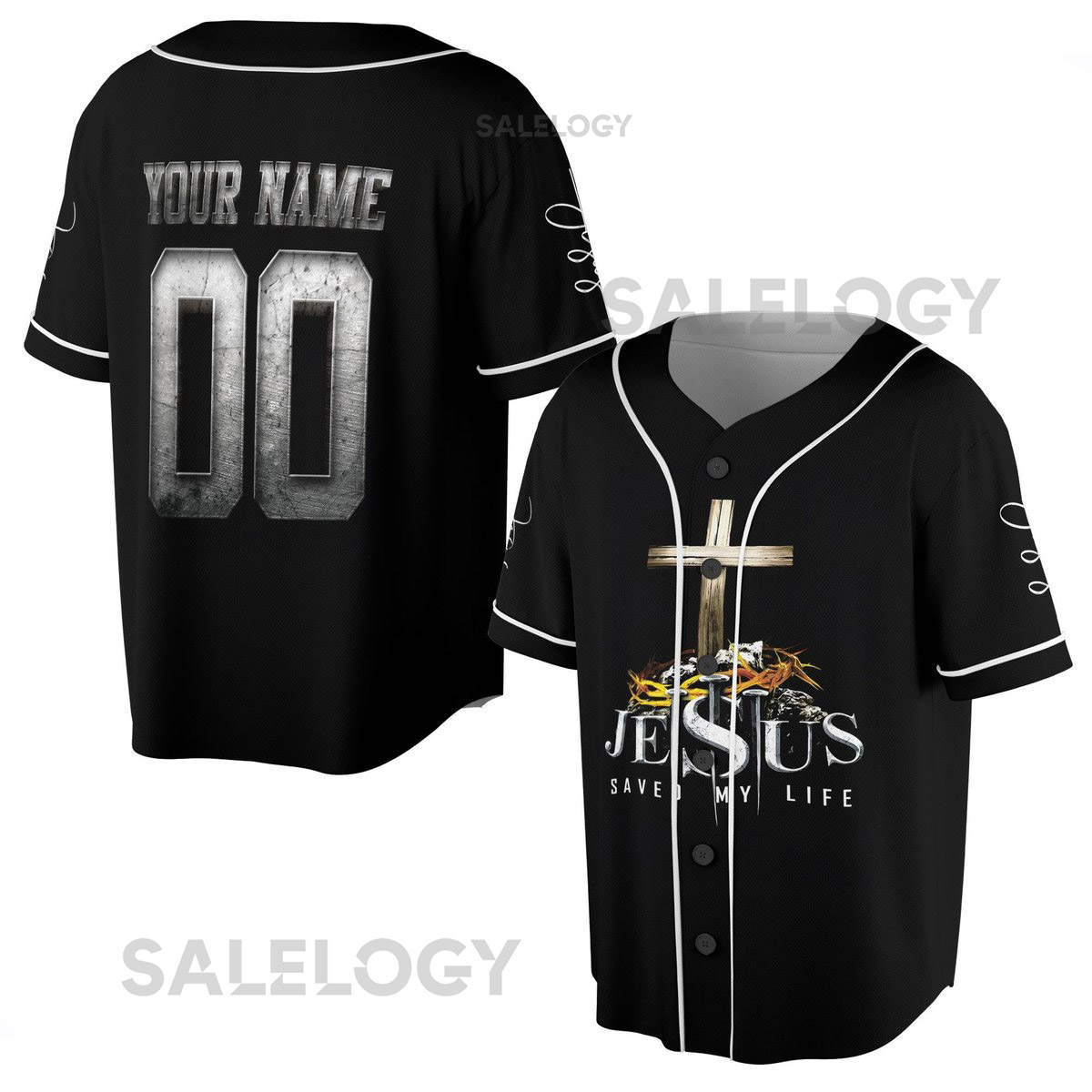 Persionalized Jesus Christ Jesus Save My Life Cross Symbol Baseball Jersey S-5XL_86