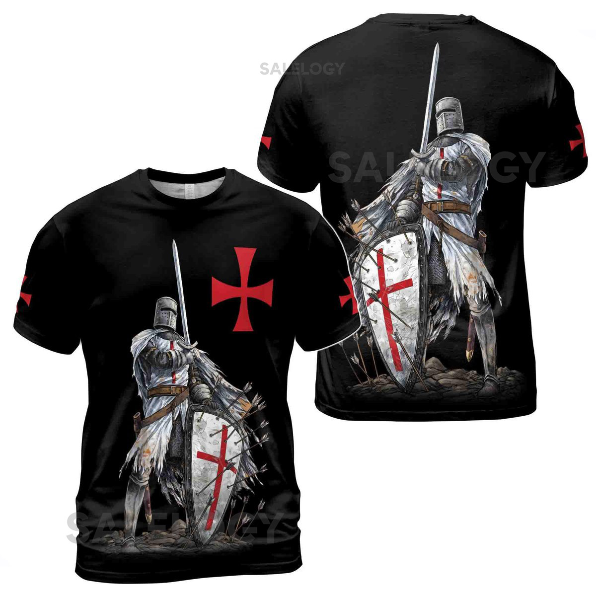 Knight Templar Grunge Knight Honor Men39s T-shirt S-5XL_216