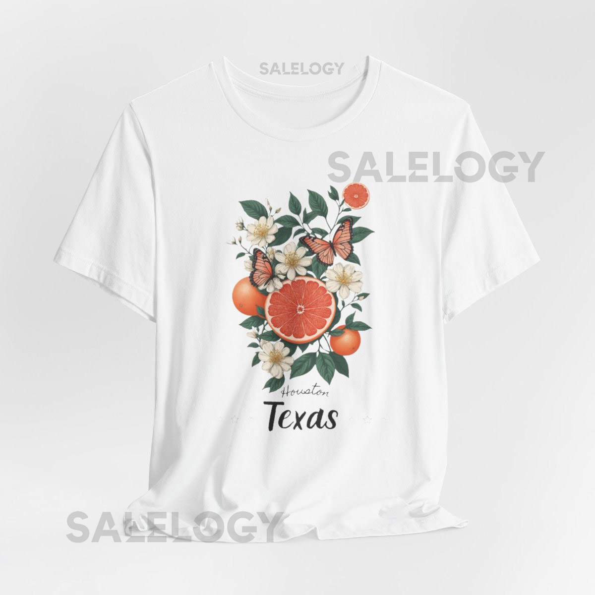 Houston Texas Graphic Tee Citrus Floral Design Travel So_355