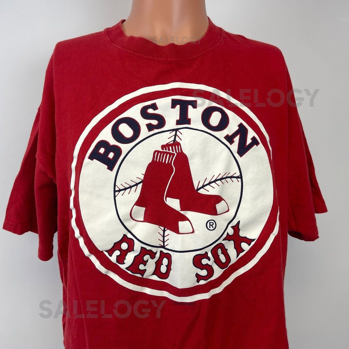 Boston Red Sox Big Logo T Shirt Vtg Y2K 2003 MLB Baseball Size XL_196