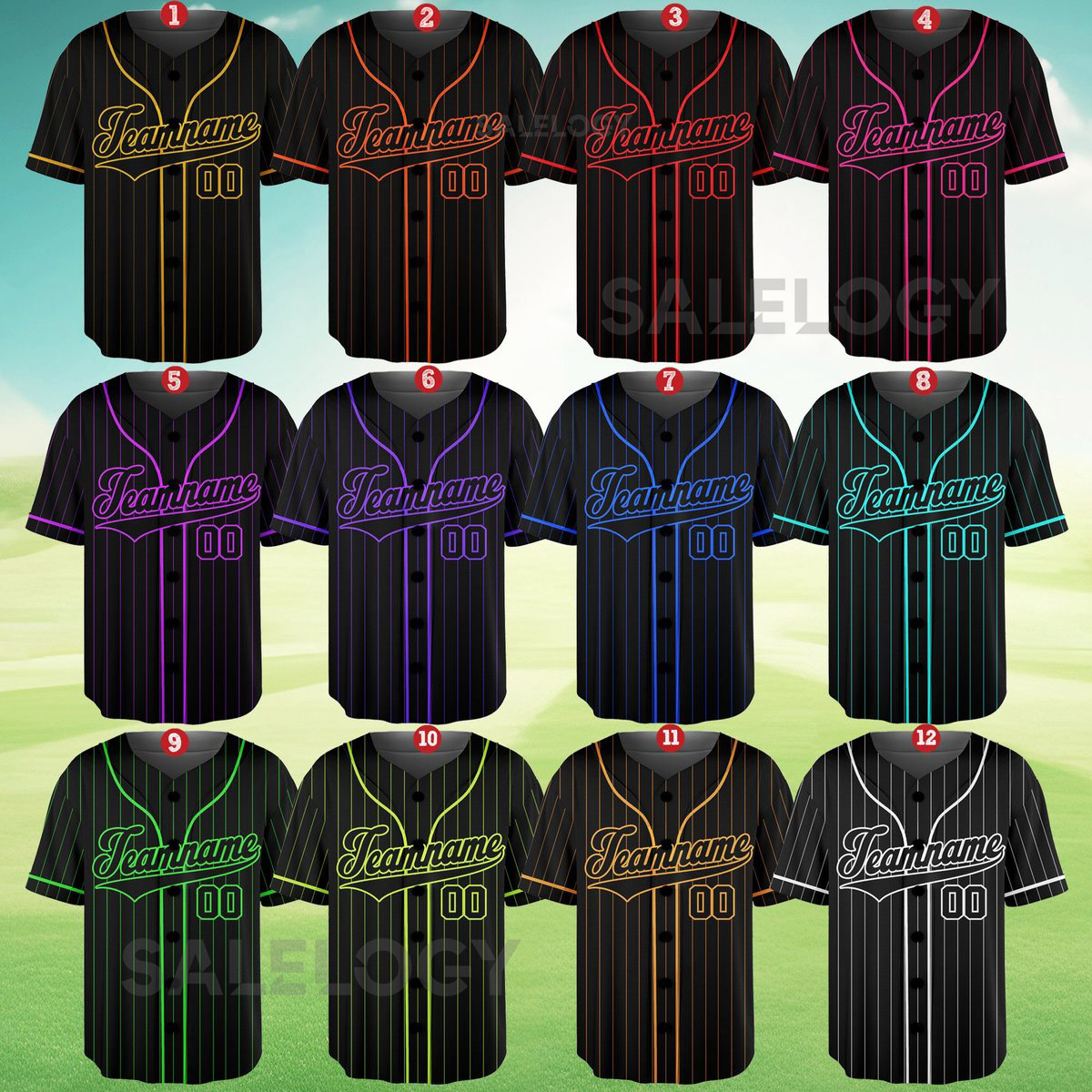 Personalized Team Name And Number Pinstripe Baseball Jersey Custom Stripe Line Color Baseball Jersey Baseball Jersey Uniform Baseball Fans_621