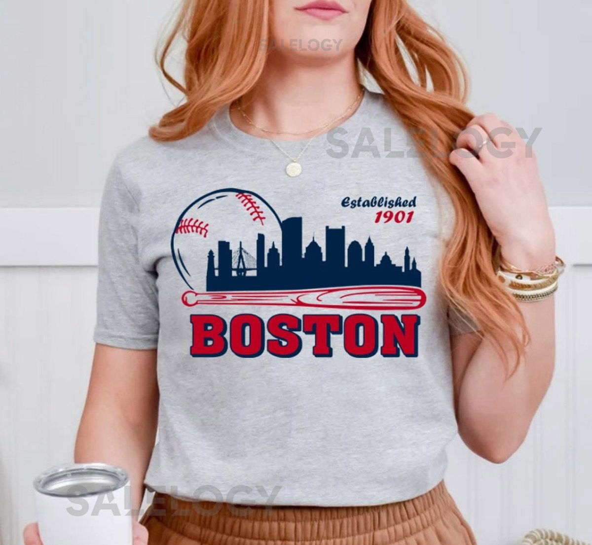 Boston Baseball Vintage Cityscape Minimalist Est 1901 Comfort Color Tshirt Boston Baseball Gameday Retro Style Shirt Sports Tee For Her_166