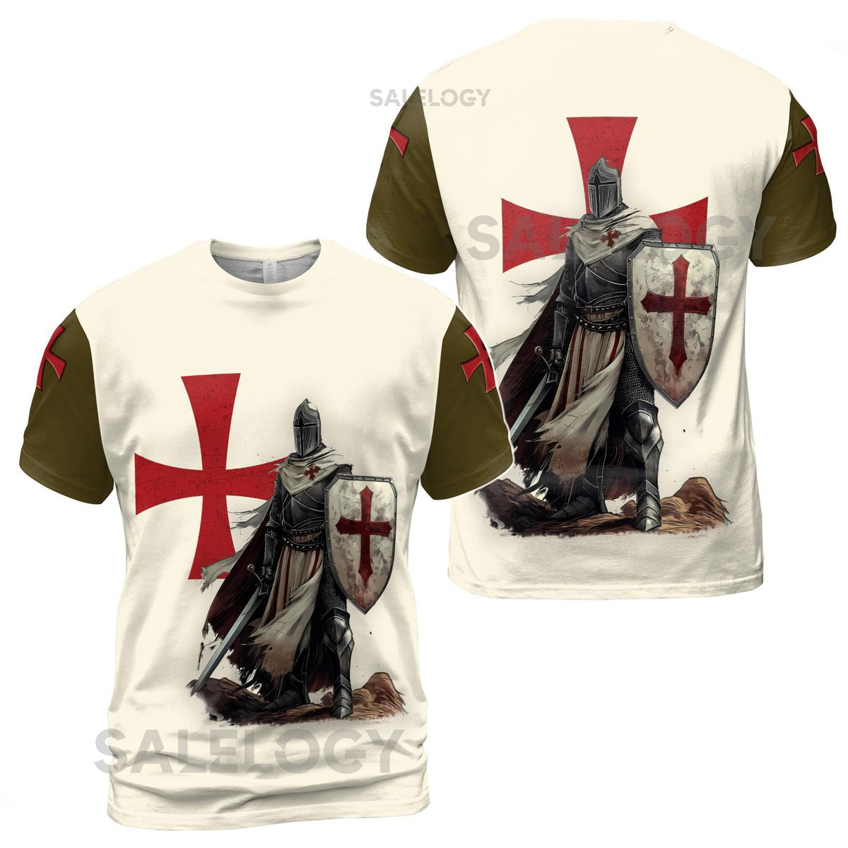 Retro Knight Templar Vintage Cross Men39s T-shirt S-5XL_260
