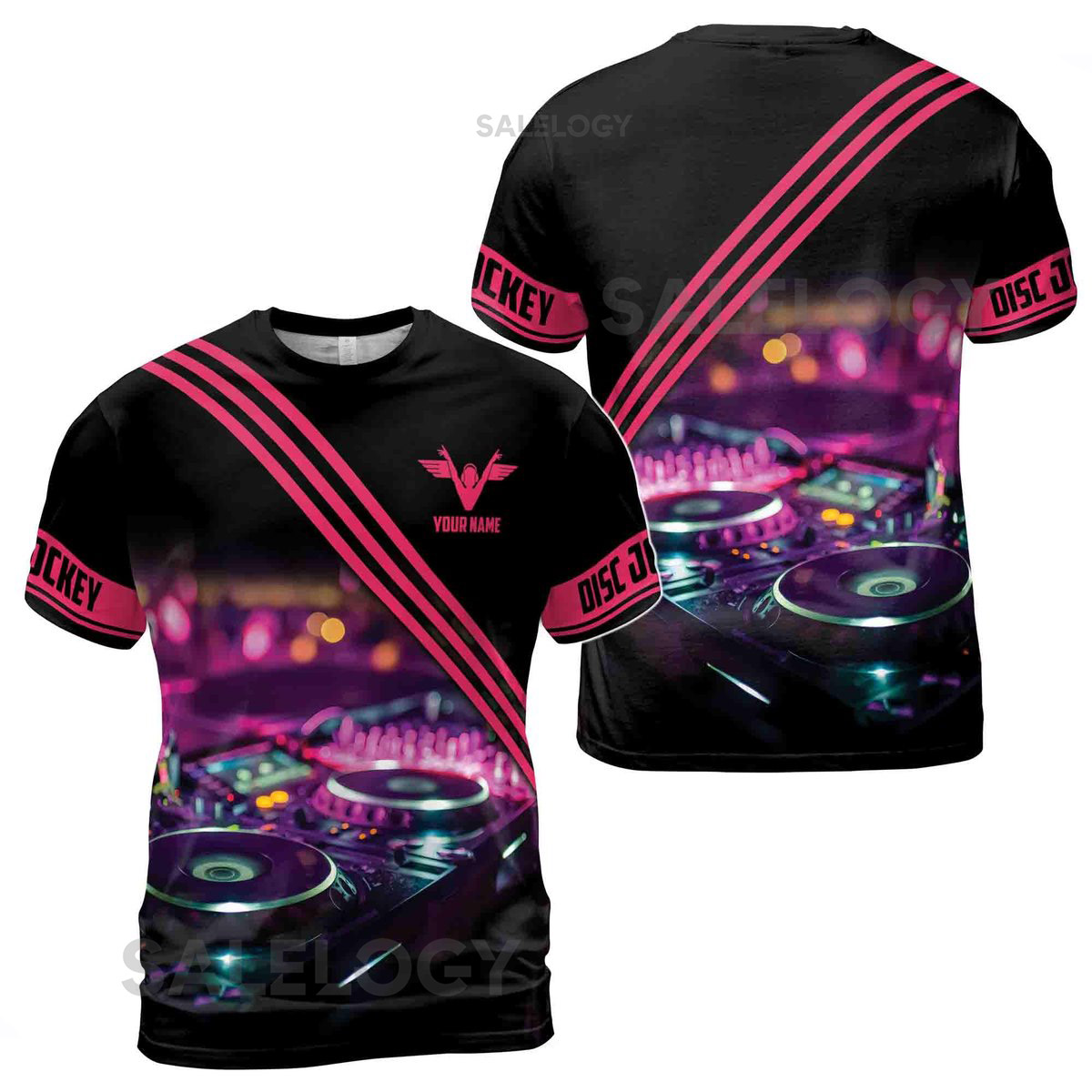 Custom Name Love Music DJ Disc Jockey Men39s T-shirt S-5XL_64