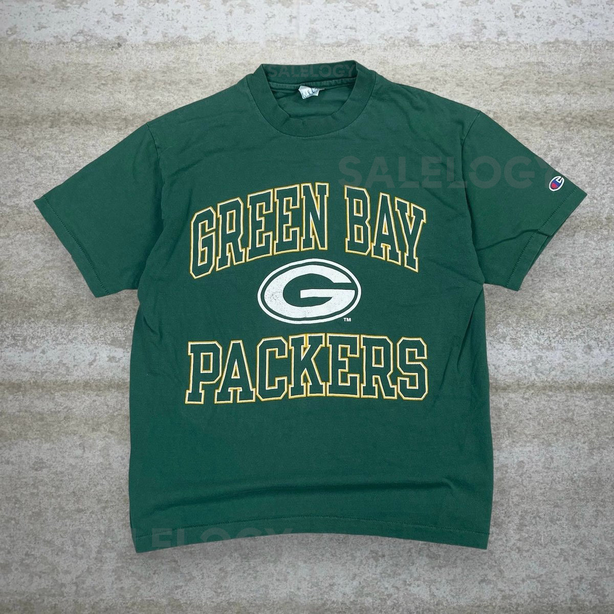 Vintage Green Bay Packers Shirt Forest Green Cotton Single Stitch Champion 90s_736