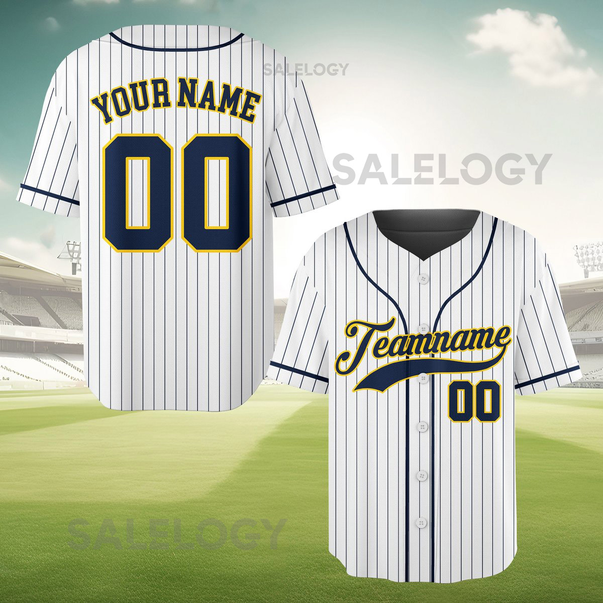 Personalized Team Name And Number Pinstripe Baseball Jersey Custom Stripe Line Color Baseball Jersey Baseball Jersey Uniform Baseball Fans_627